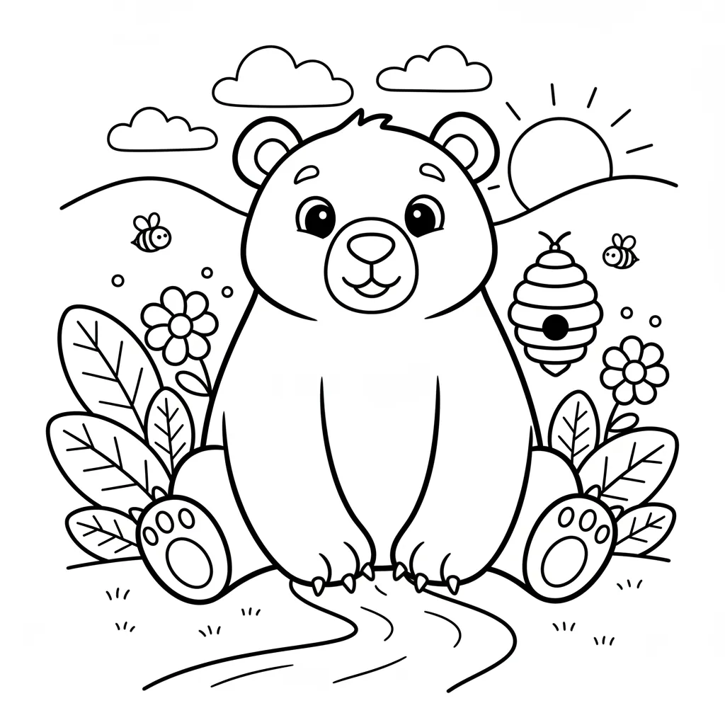 Bear Coloring Page for Kids