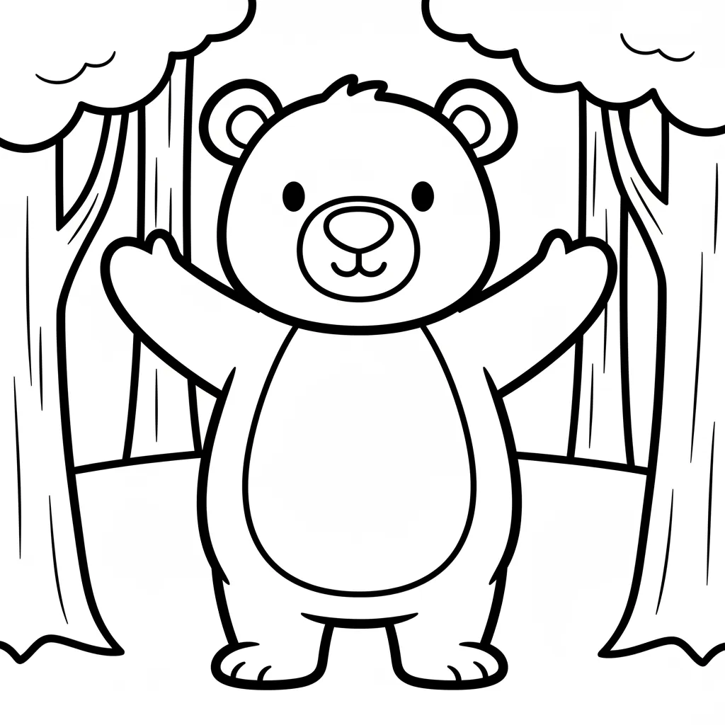 Bear Coloring Page for Preschoolers