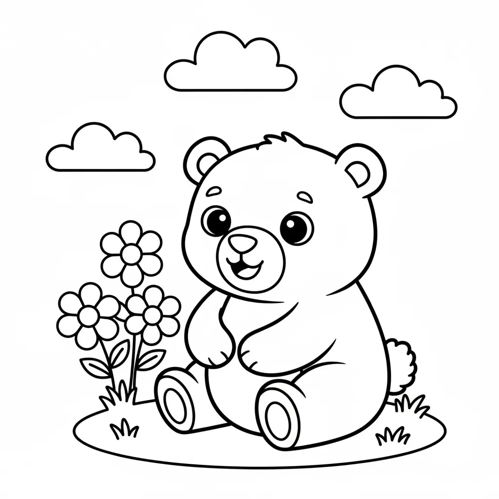 Bear Coloring Page for Toddlers