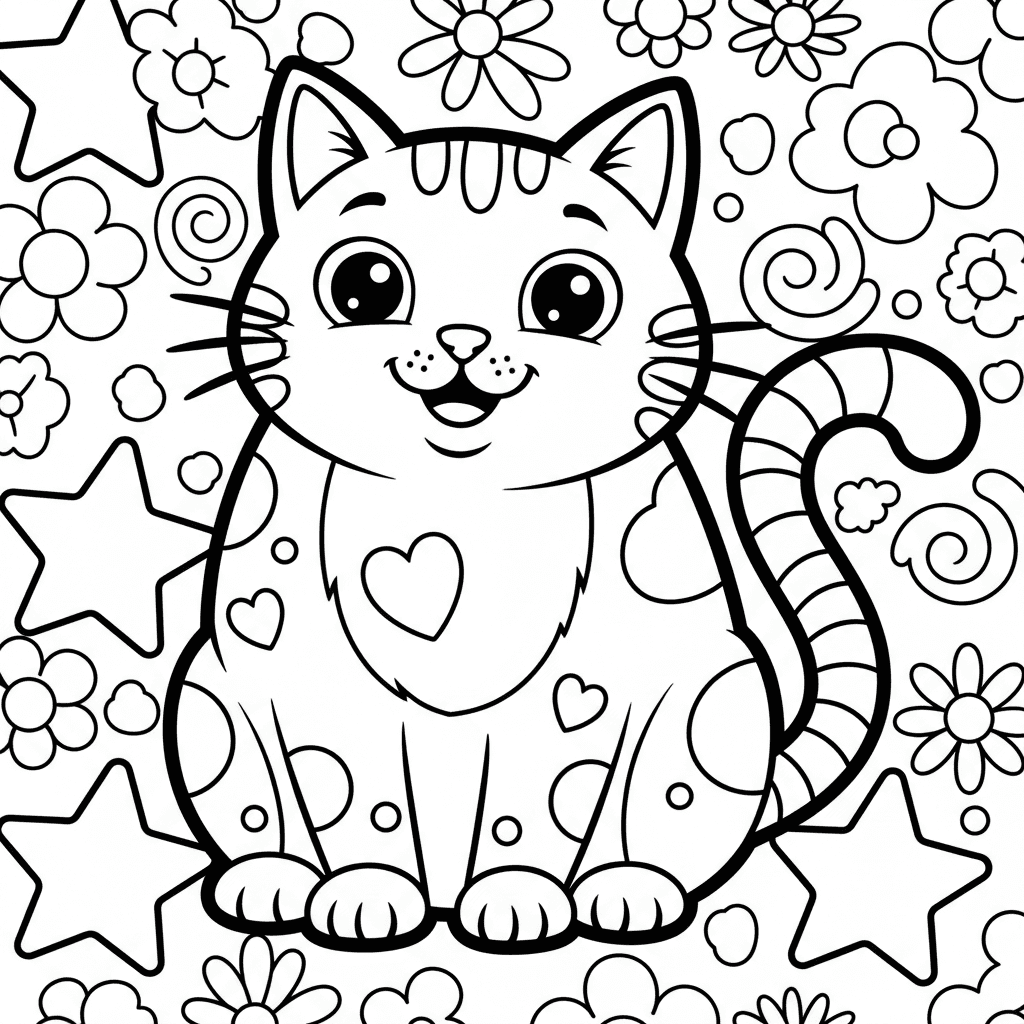 Cat Coloring Page for Kids