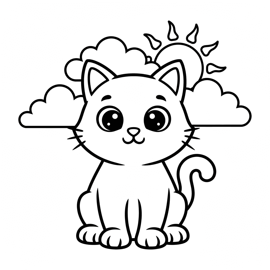Cat Coloring Page for Kindergarteners
