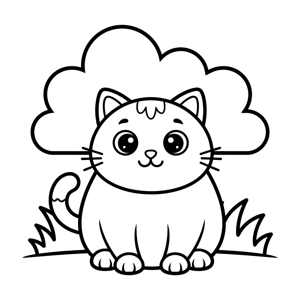 Cat Coloring Page for Preschoolers