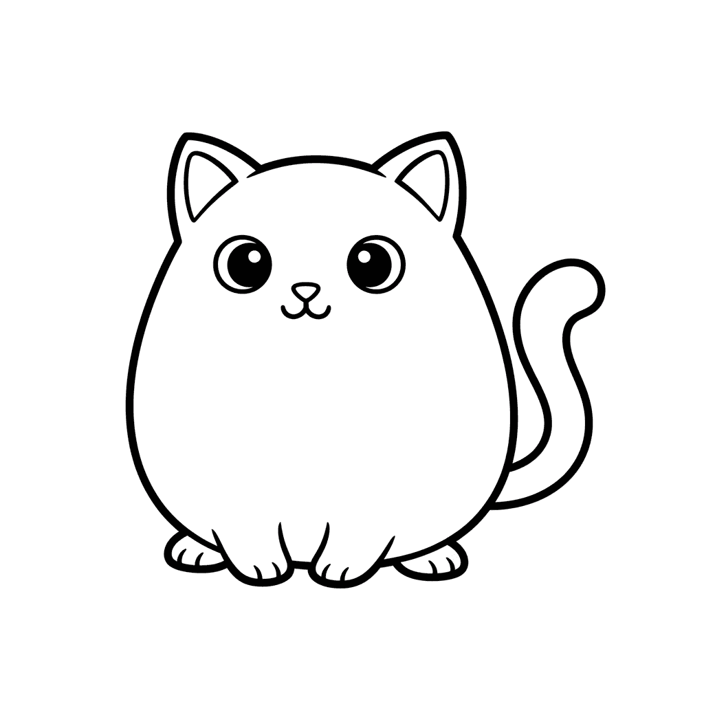 Cat Coloring Page for Toddlers