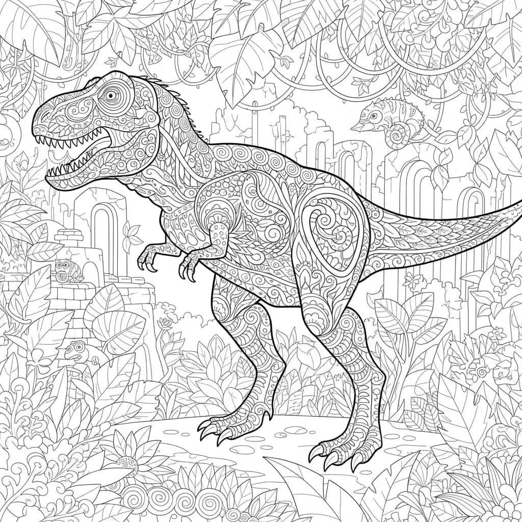 Dinosaur Coloring Page for Adults