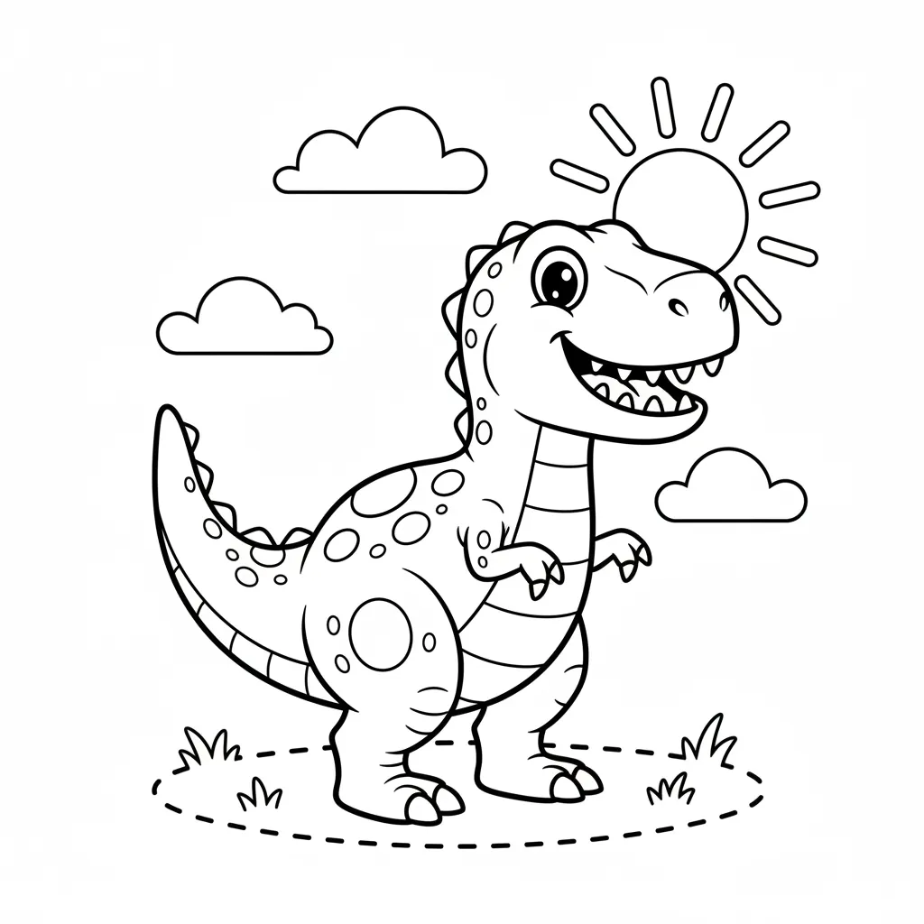 Dinosaur Coloring Page for Preschoolers