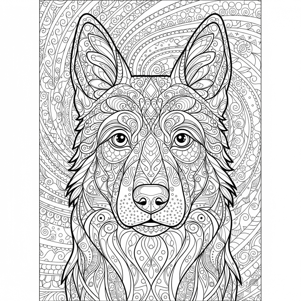 Dog Coloring Page for Adults