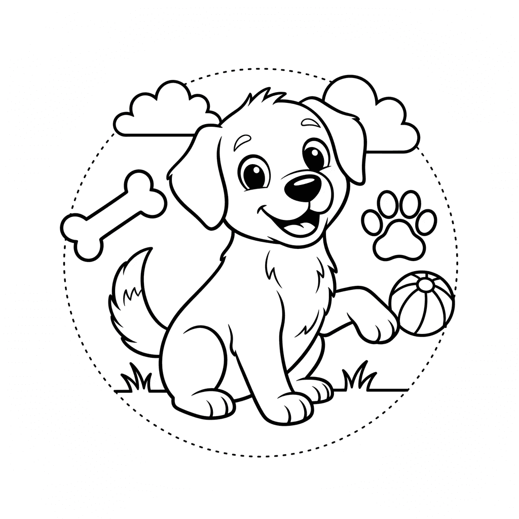 Dog Coloring Page for Kids
