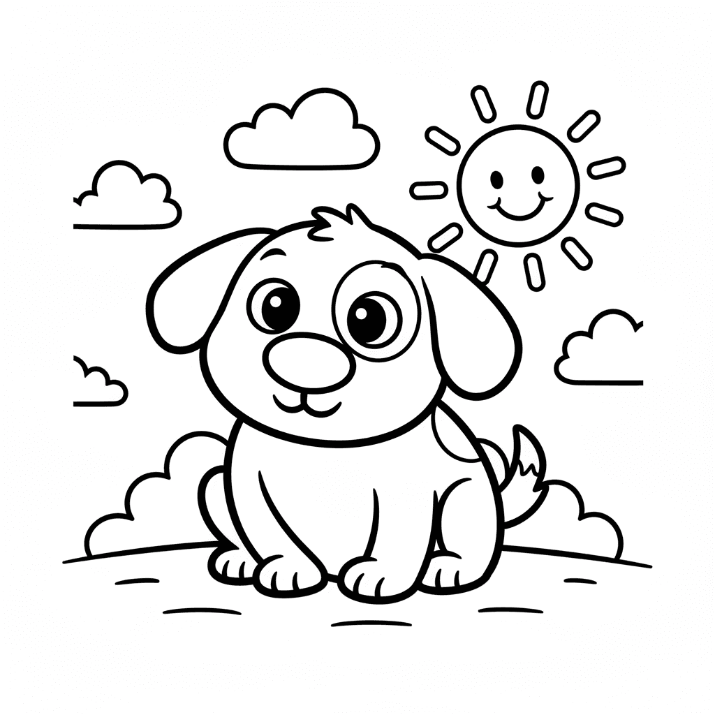Dog Coloring Page for Toddlers