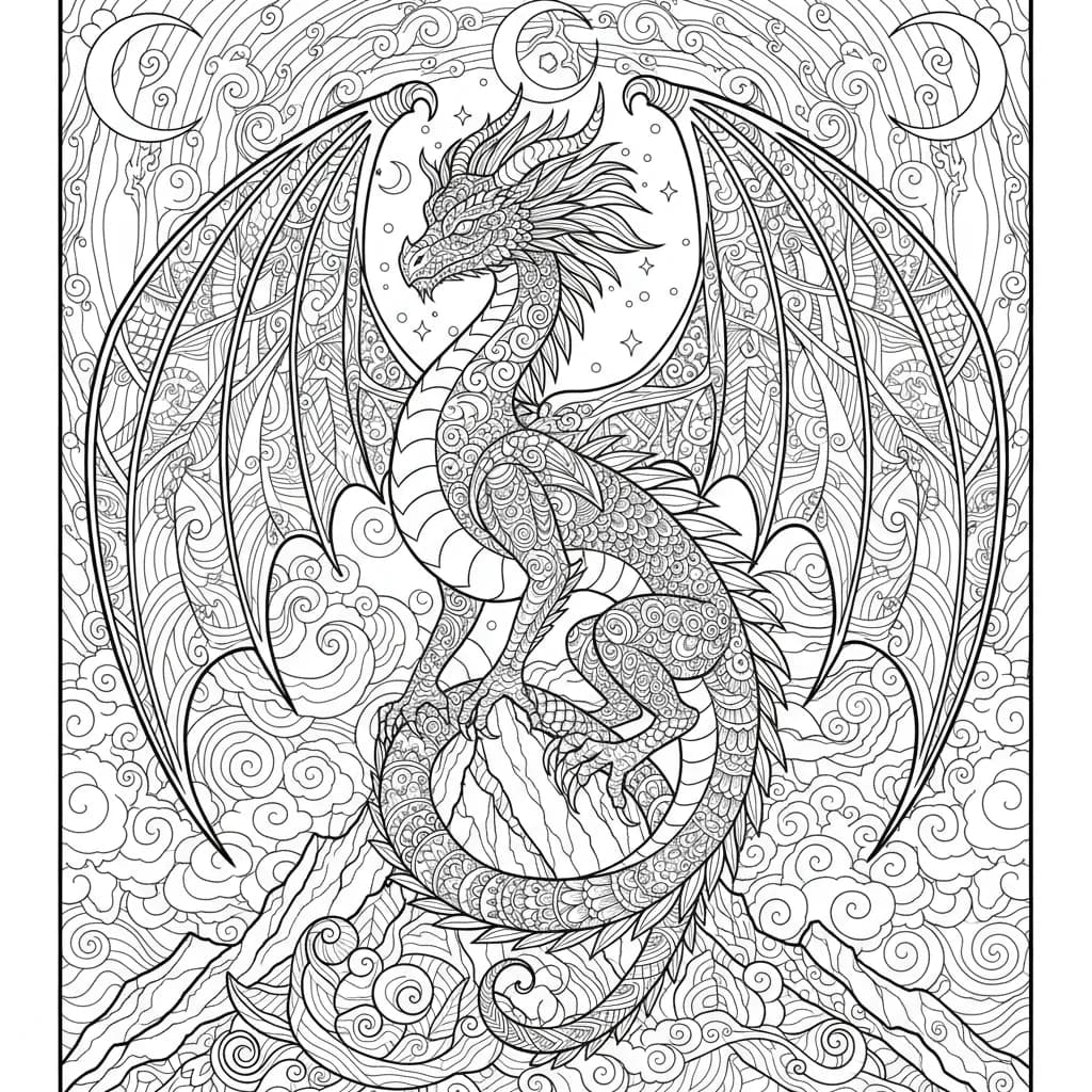 Dragon Coloring Page for Adults