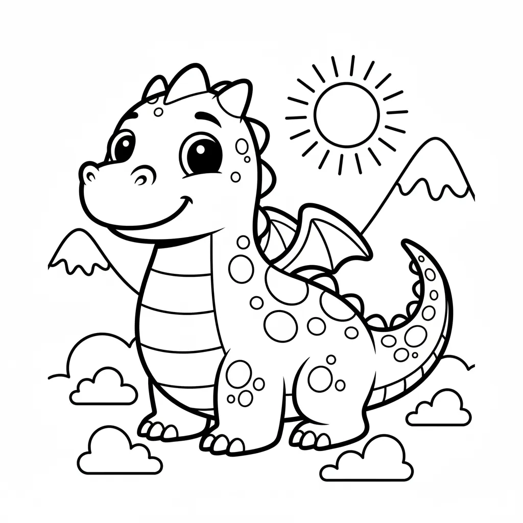 Dragon Coloring Page for Kindergarteners