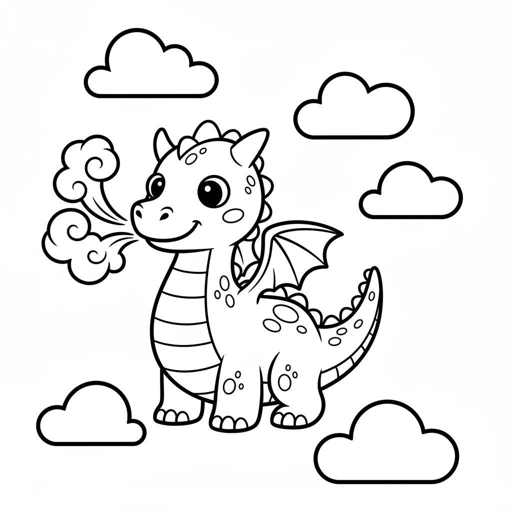 Dragon Coloring Page for Preschoolers