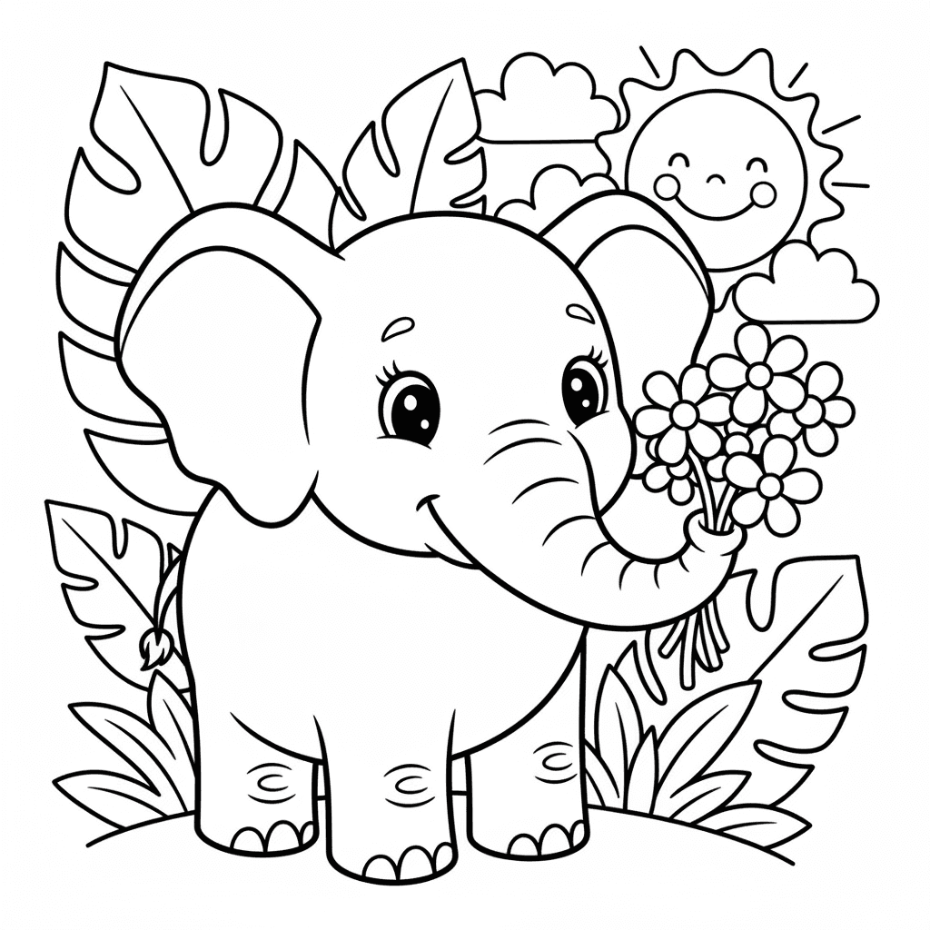 Elephant Coloring Page for Kids