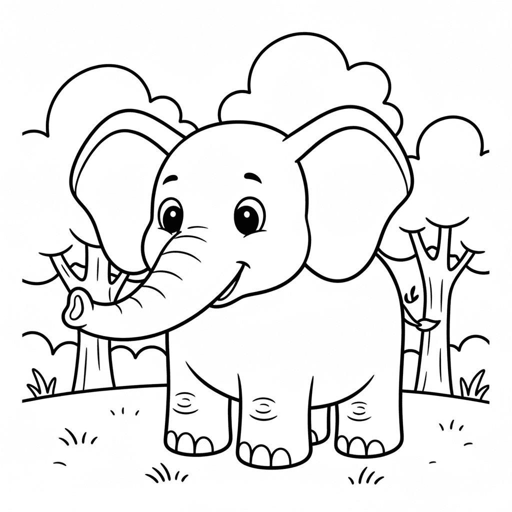 Elephant Coloring Page for Kindergarteners