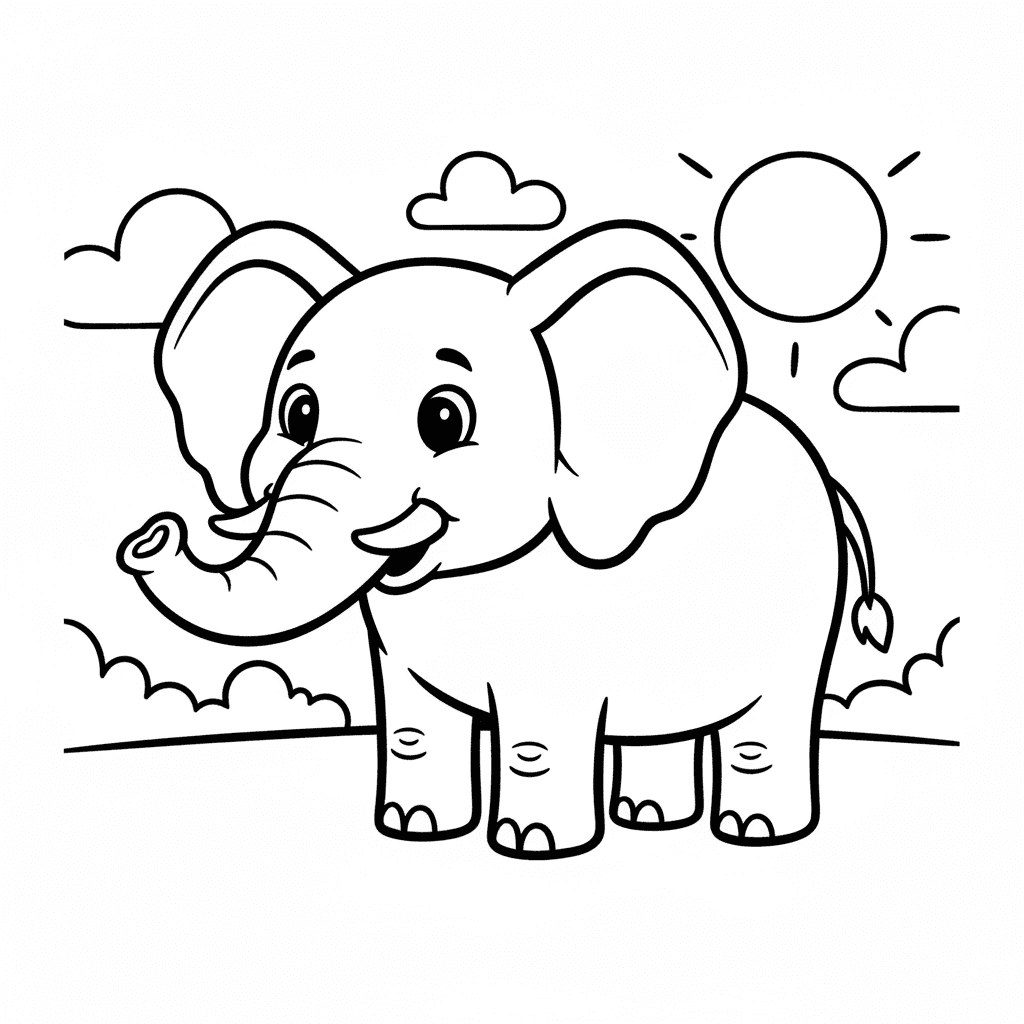 Elephant Coloring Page for Preschoolers
