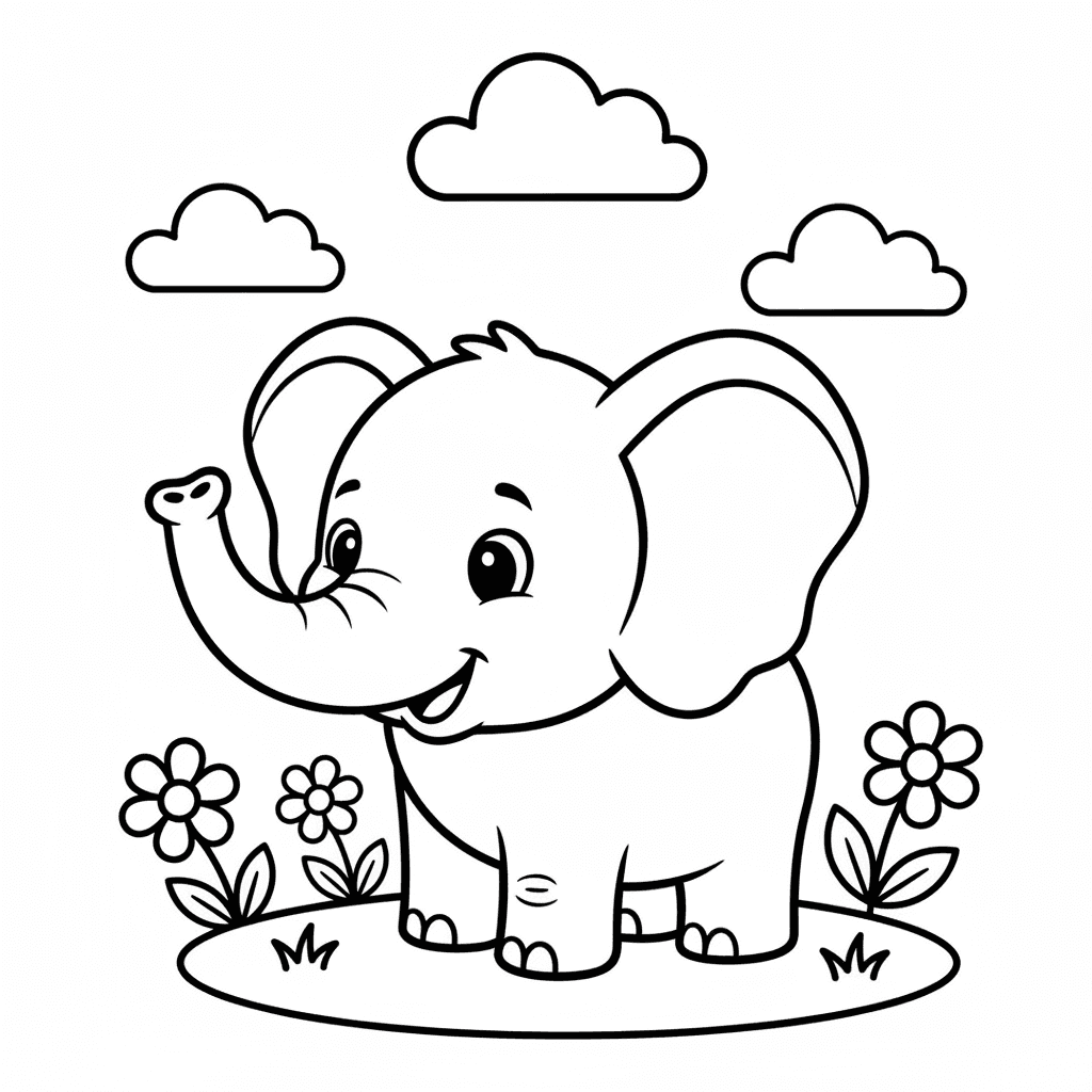 Elephant Coloring Page for Toddlers