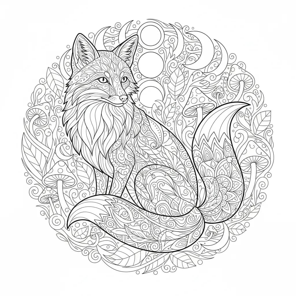 Fox Coloring Page for Adults