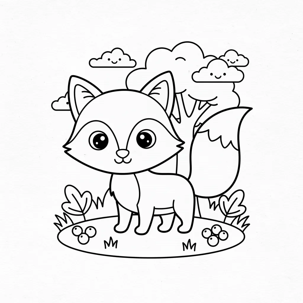 Fox Coloring Page for Kids