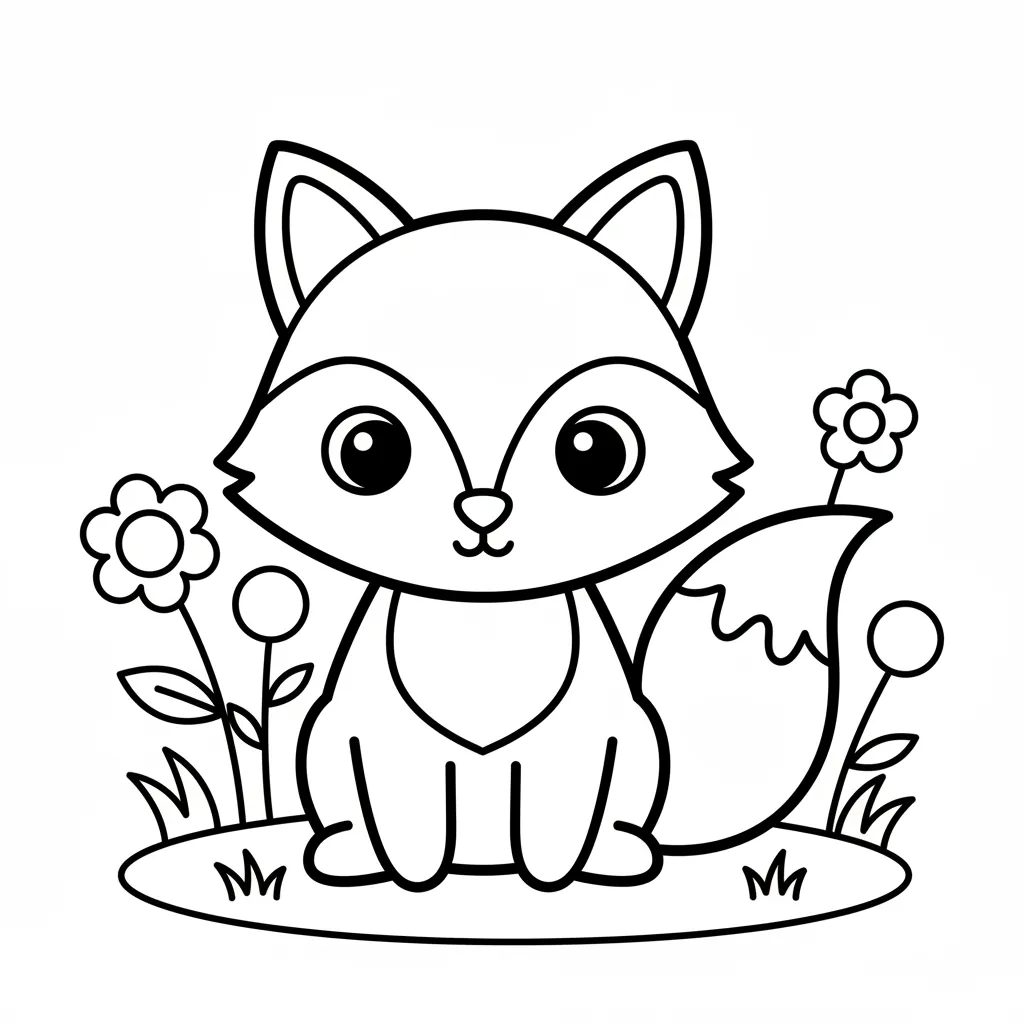 Fox Coloring Page for Kindergarteners