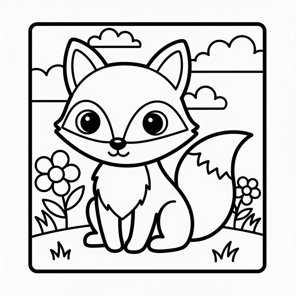 Fox Coloring Page for Preschoolers