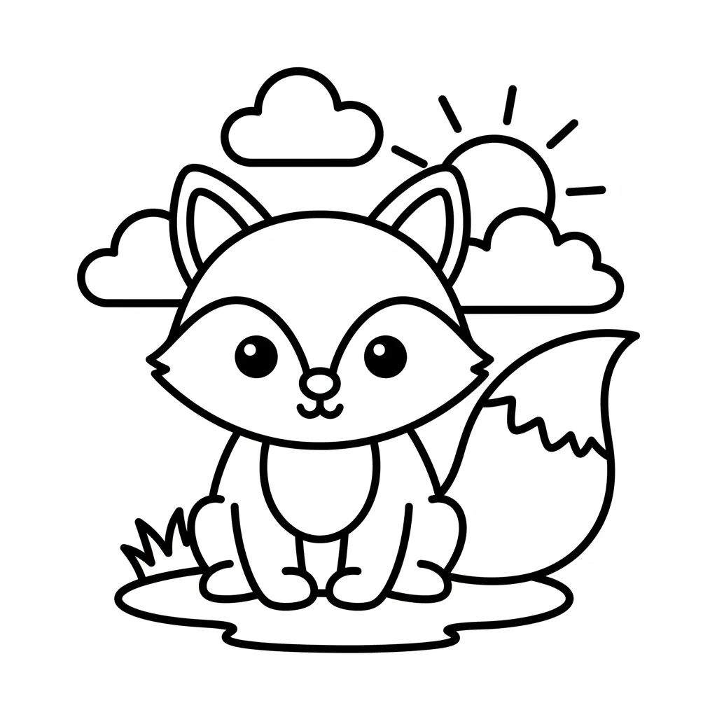Fox Coloring Page for Toddlers