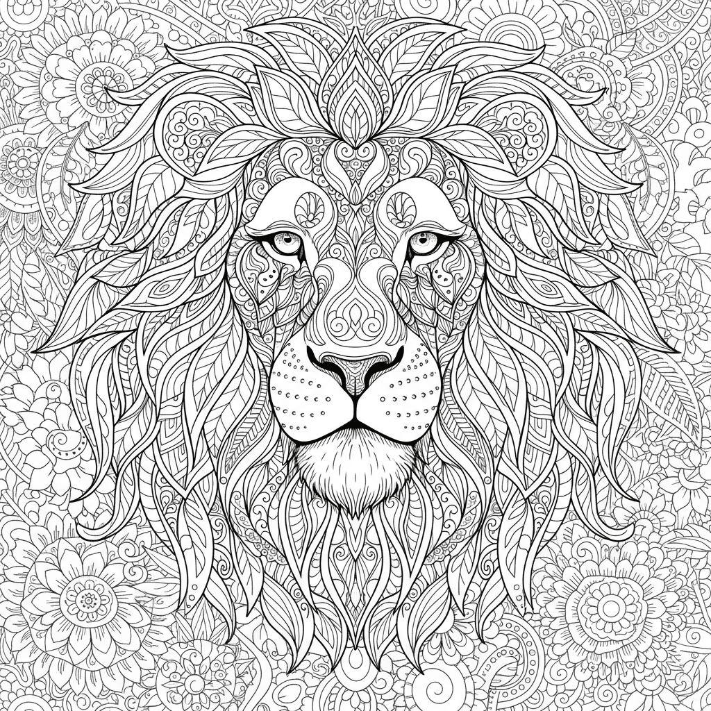 Lion Coloring Page for Adults