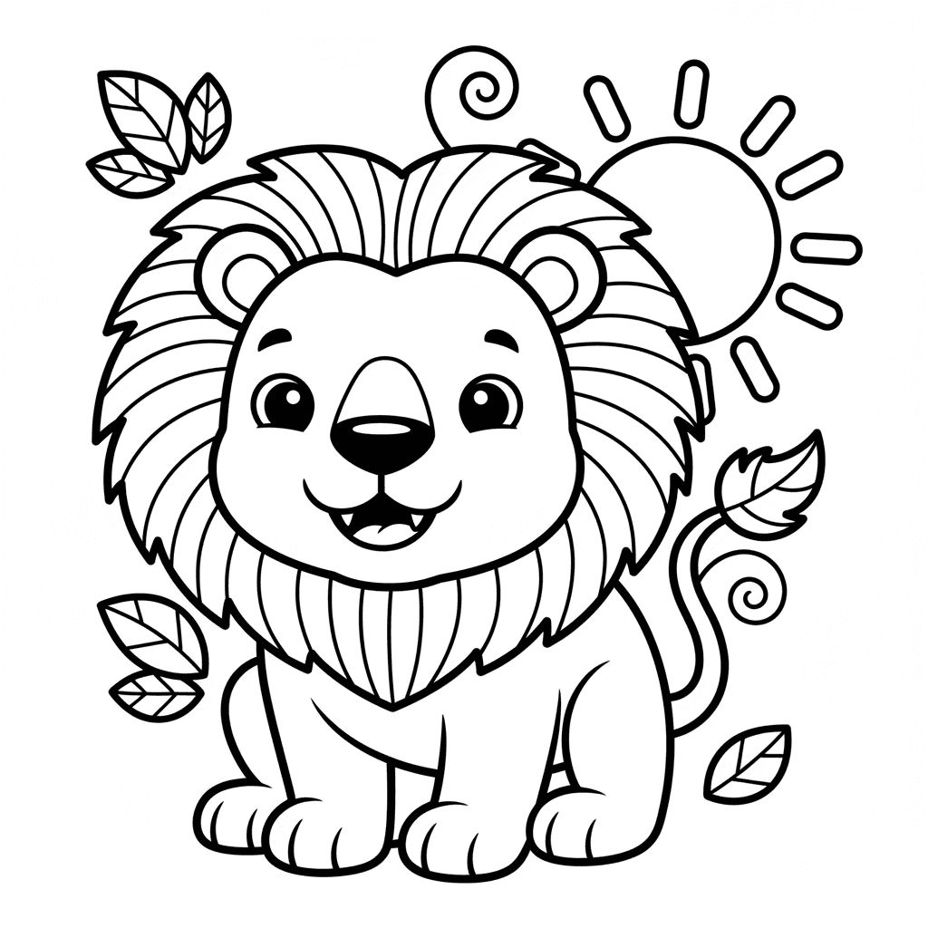 Lion Coloring Page for Kids