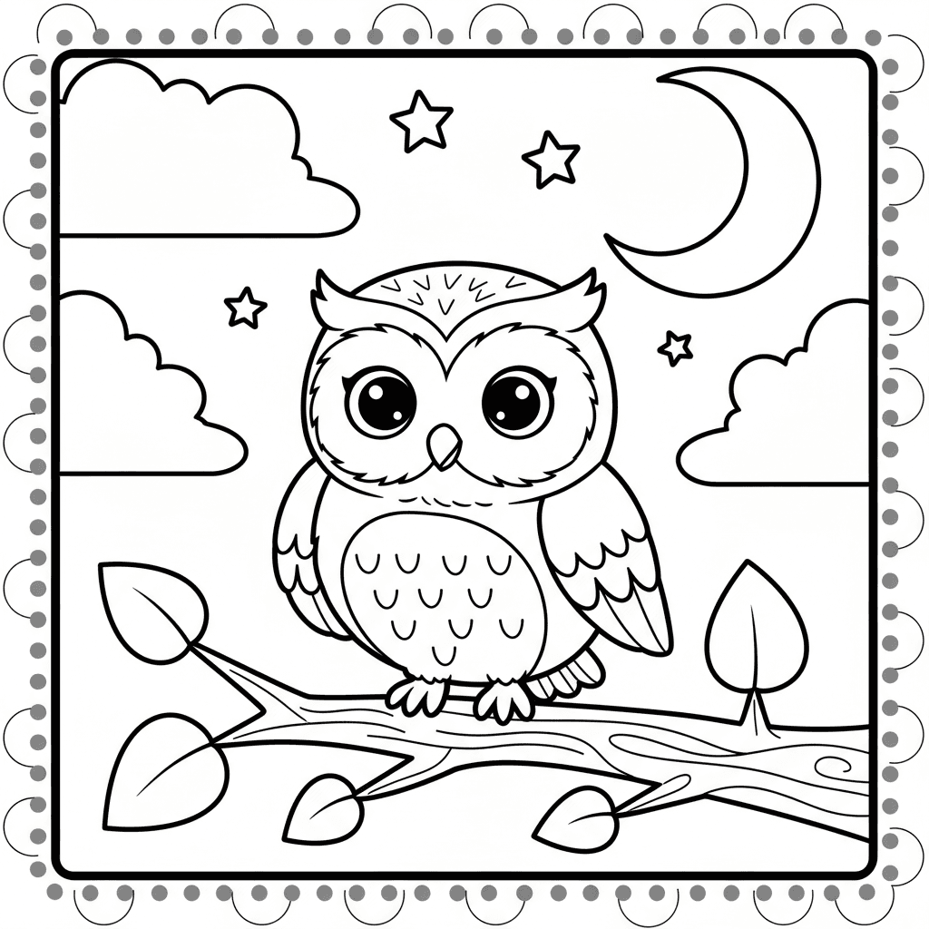 Owl Coloring Page for Kindergarteners