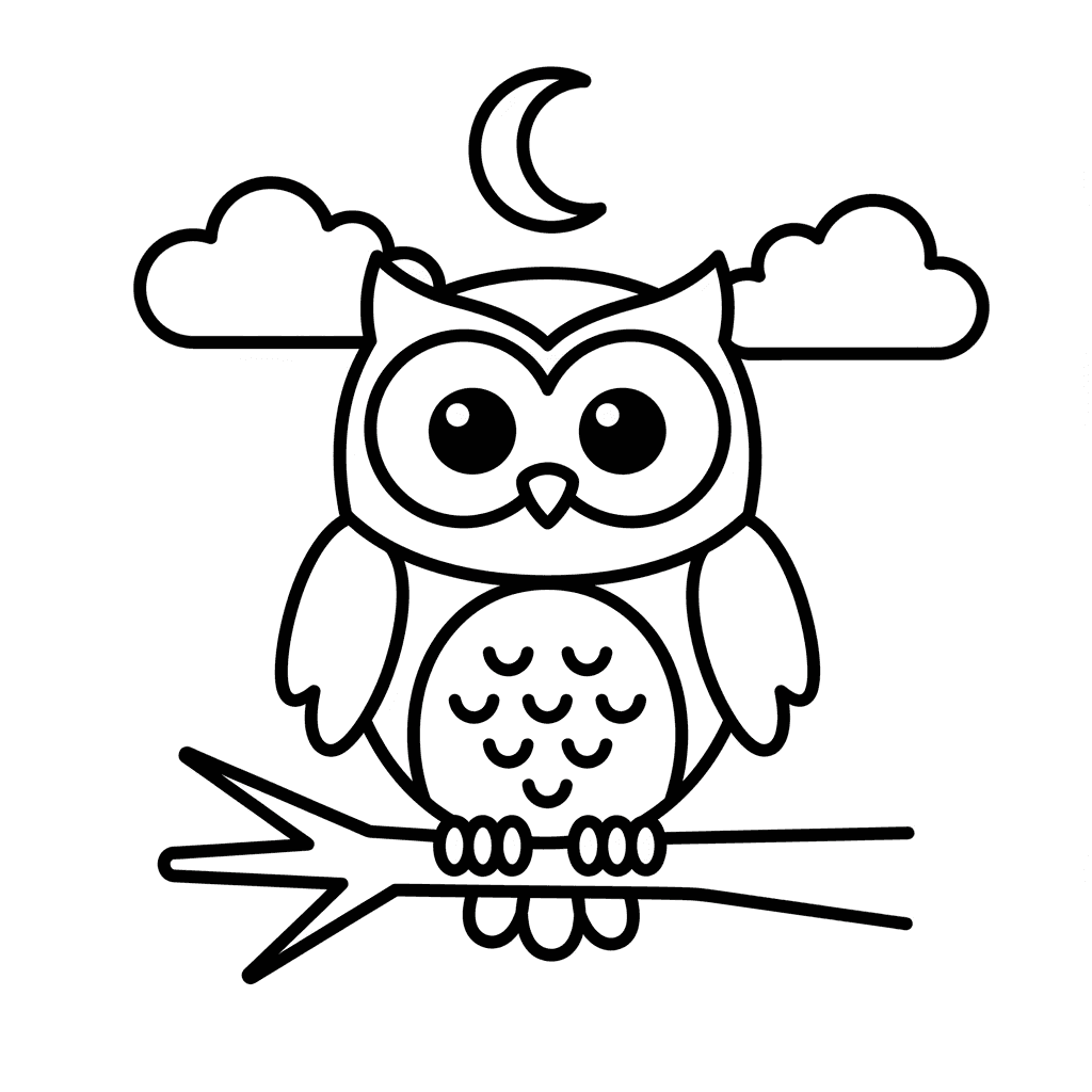 Owl Coloring Page for Preschoolers