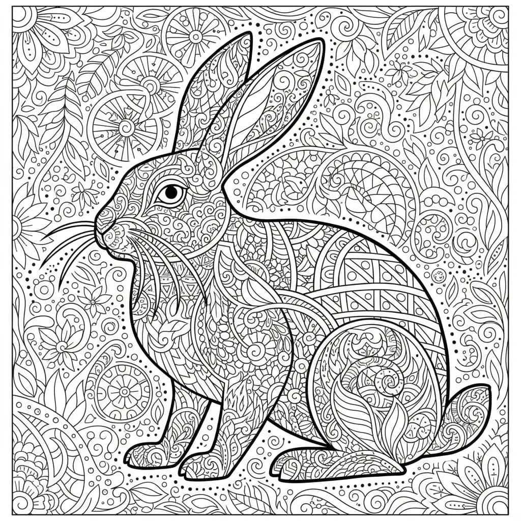 Rabbit Coloring Page for Adults