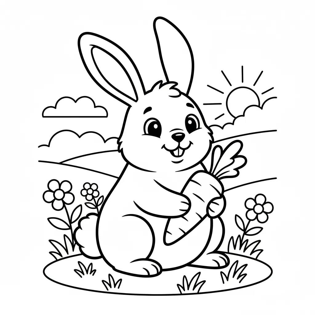 Rabbit Coloring Page for Kids