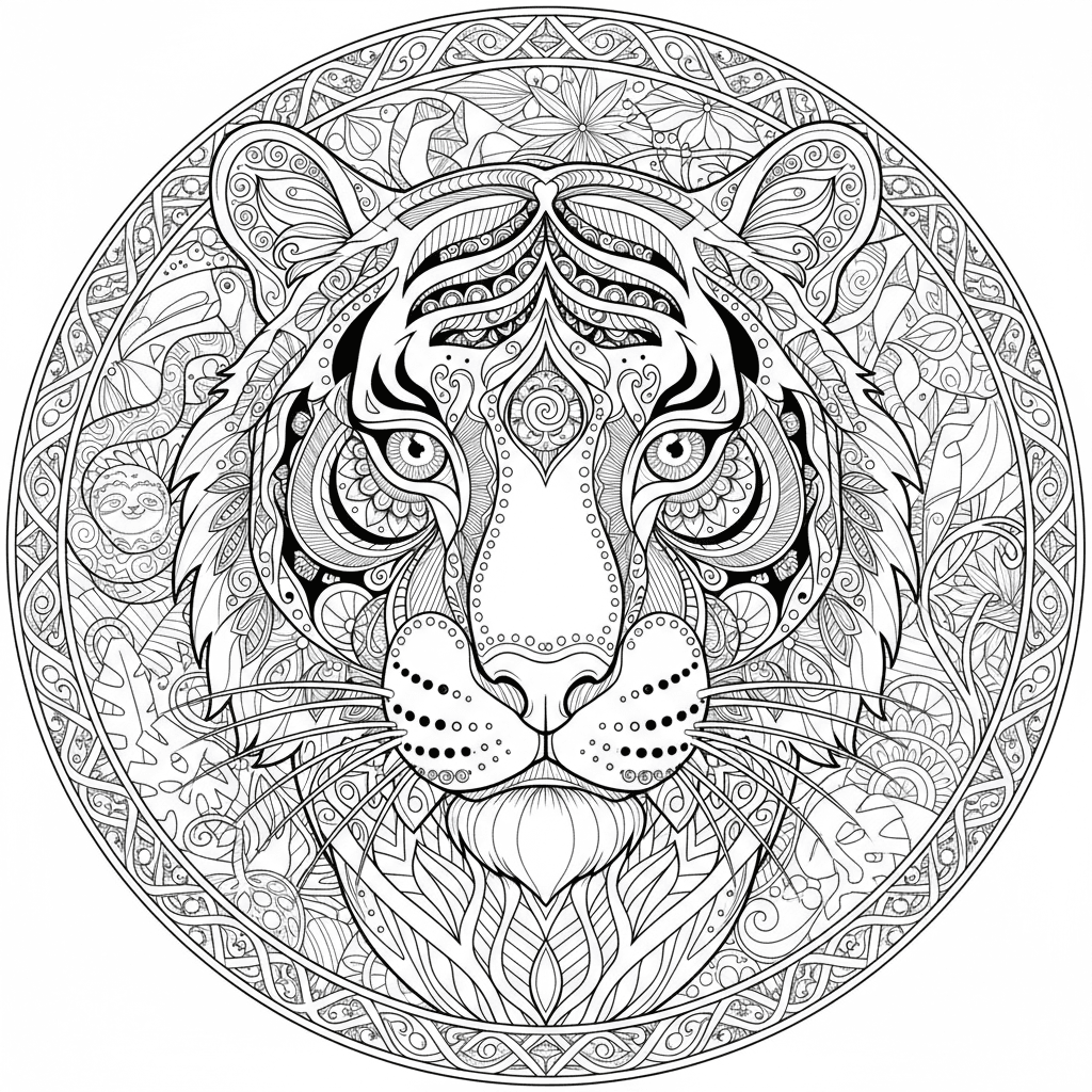 Tiger Coloring Page for Adults