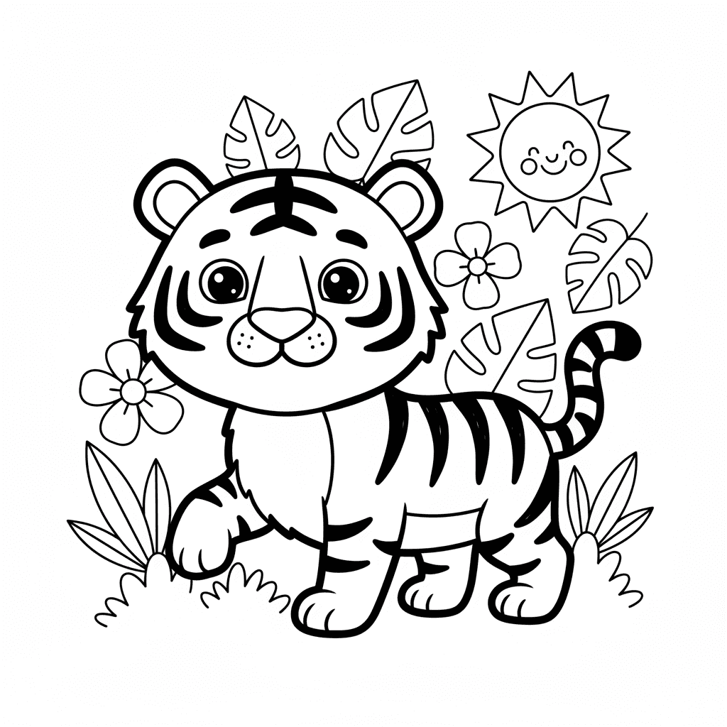 Tiger Coloring Page for Kids