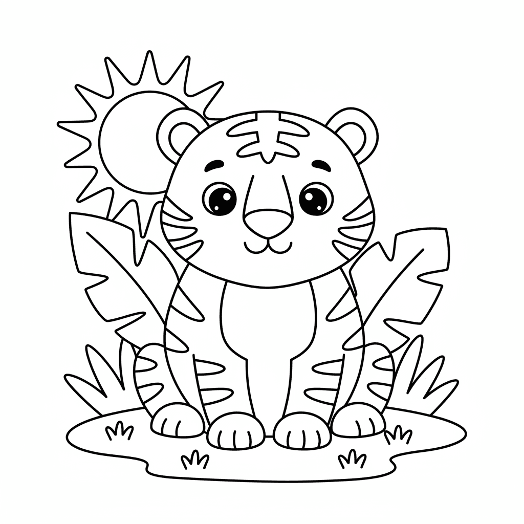 Tiger Coloring Page for Preschoolers