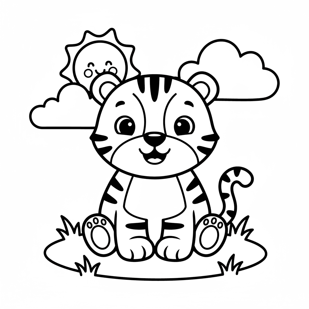 Tiger Coloring Page for Toddlers