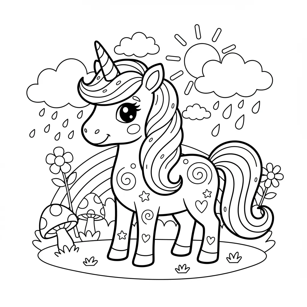 Unicorn Coloring Page for Kids