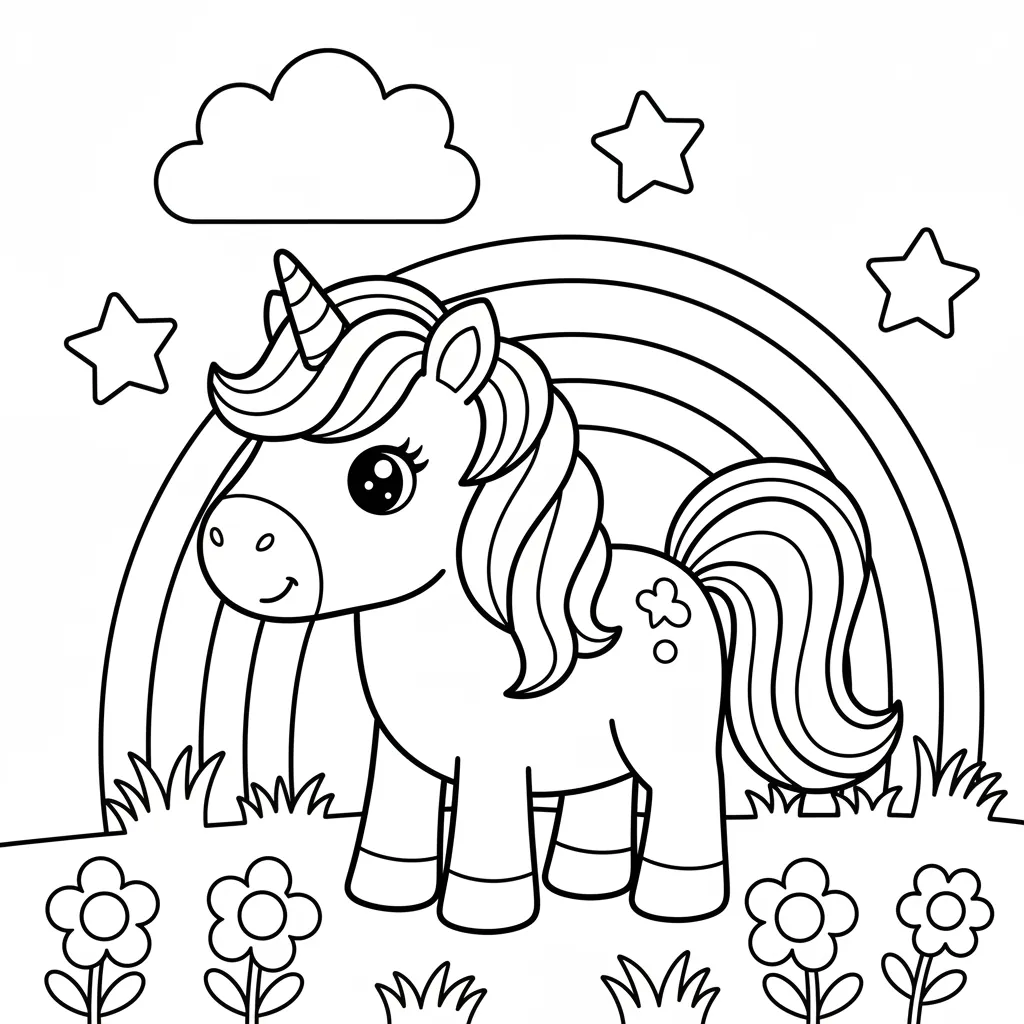 Unicorn Coloring Page for Preschoolers