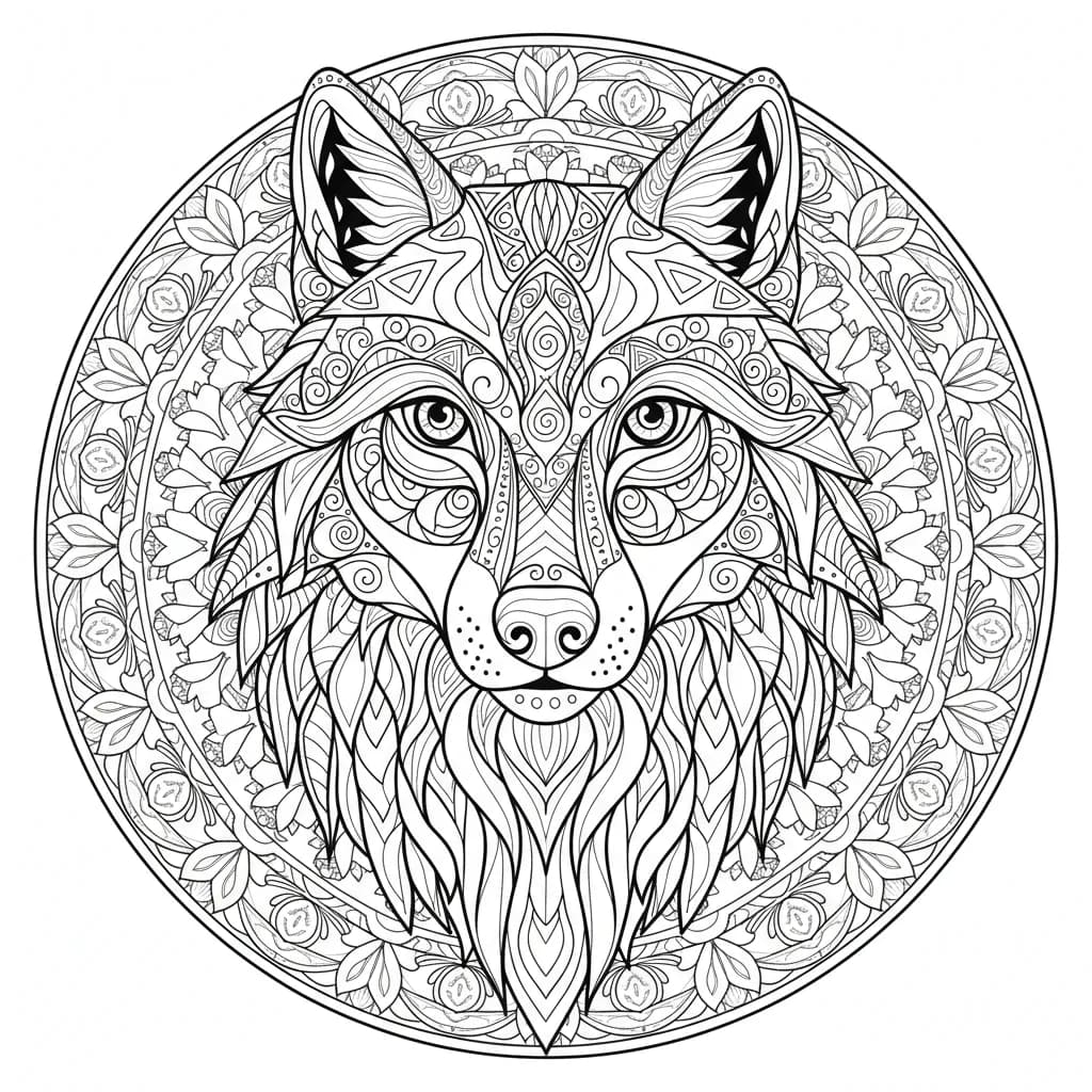 Wolf Coloring Page for Adults