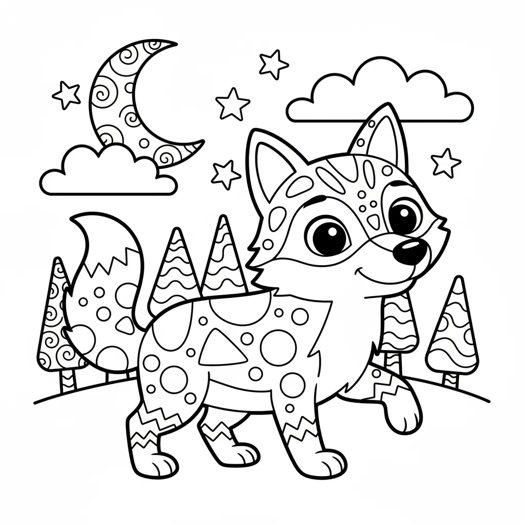 Wolf Coloring Page for Kids