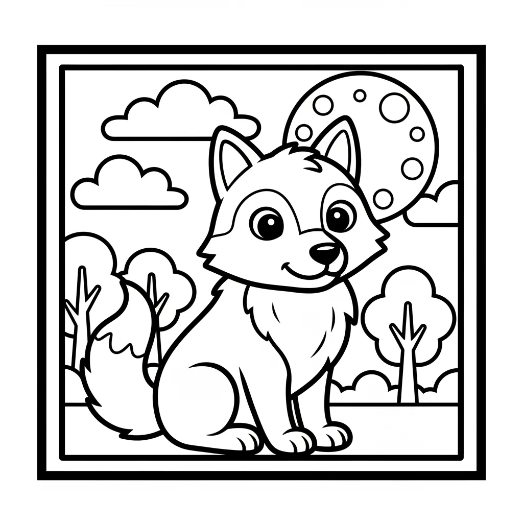 Wolf Coloring Page for Kindergarteners