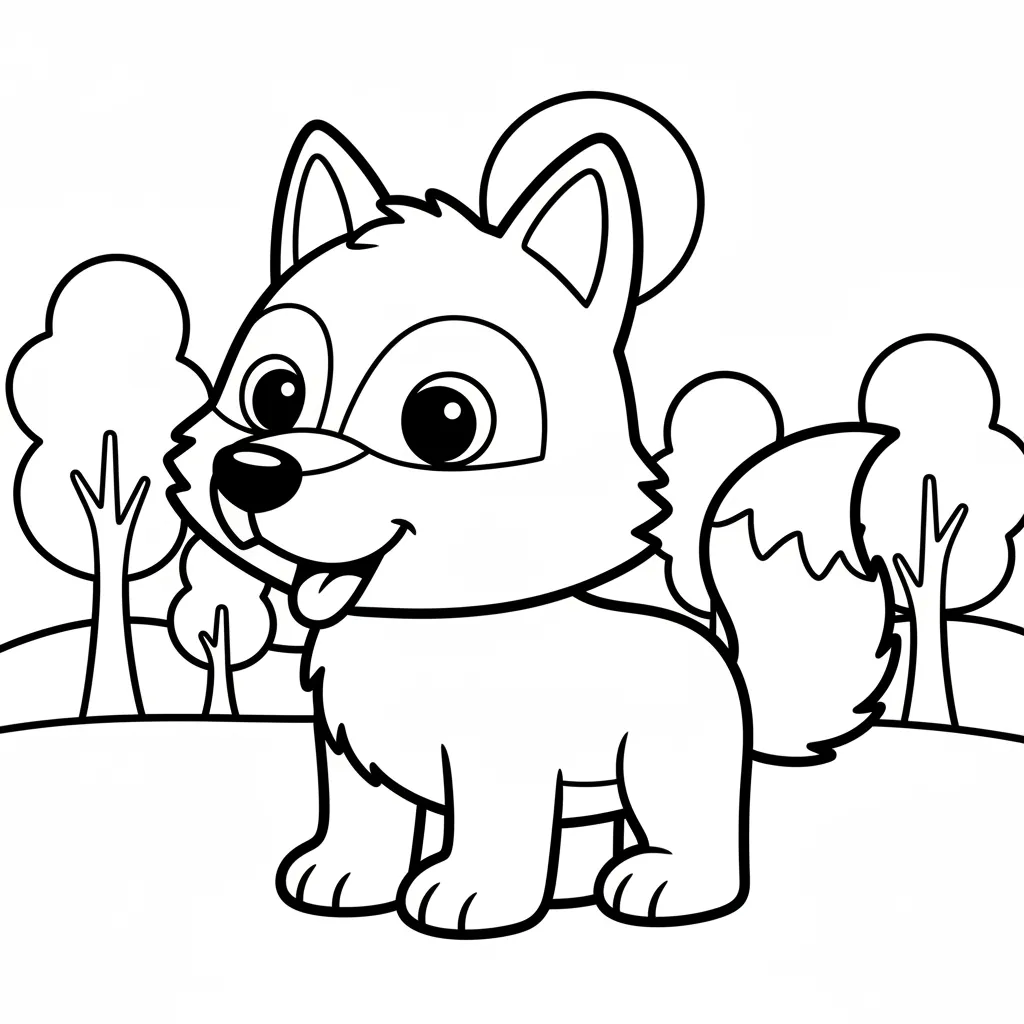 Wolf Coloring Page for Preschoolers